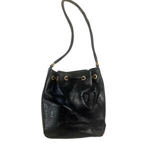 Mondani Black Leather Bucket Bag